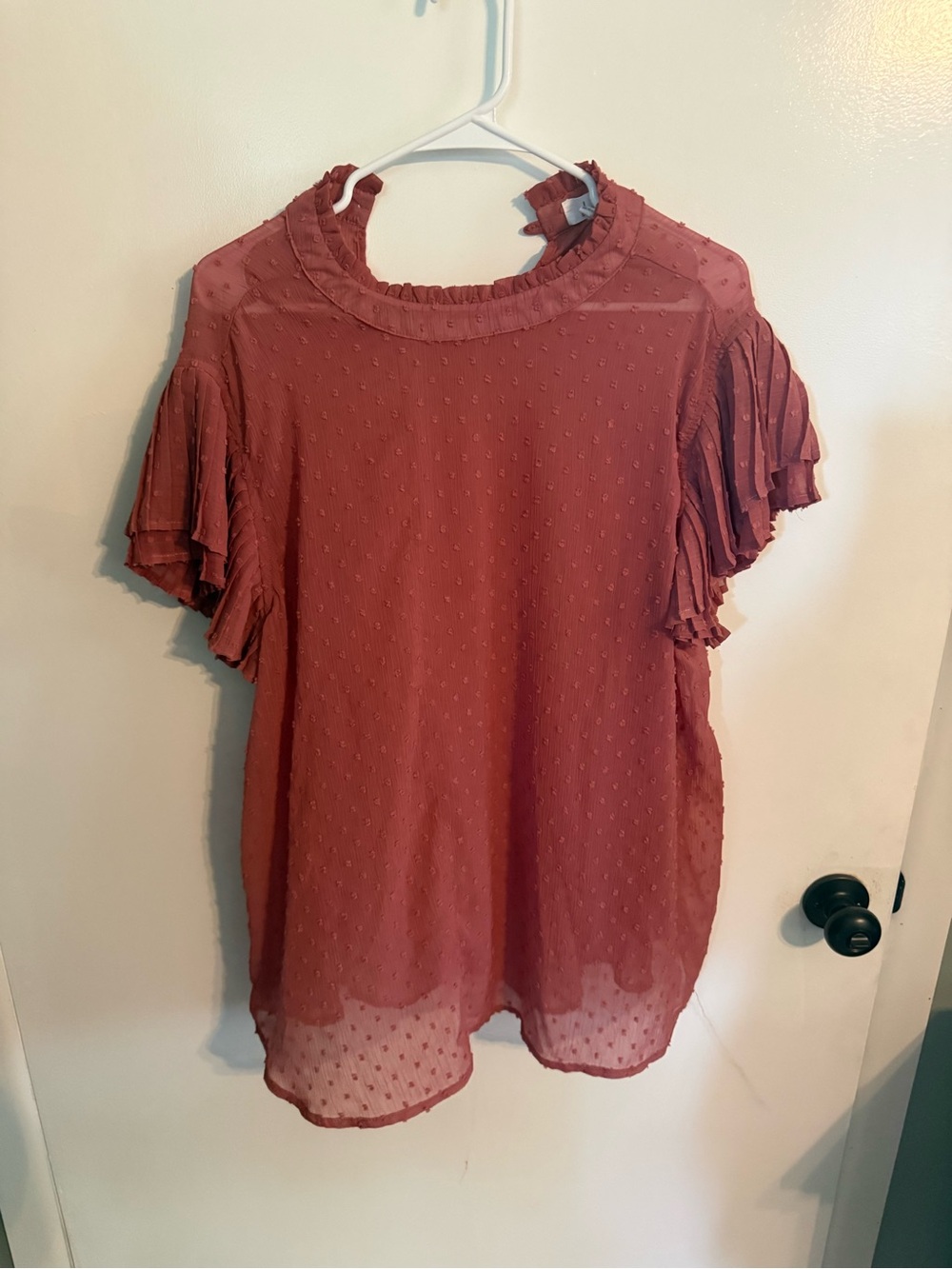 Women's Rust Ruffled Sleeve Blouse
